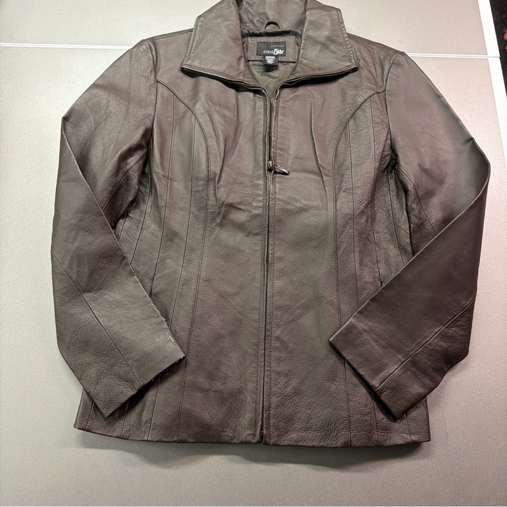 Brand New East 5th Jacket Womens Medium Brown Genuine Leather Zip Front Lined